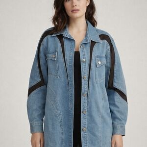 Denim Jacket with Black Accents